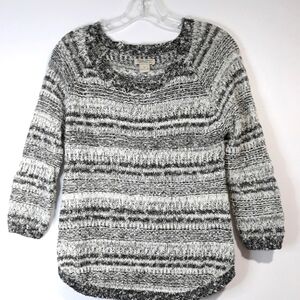 Lucky brand Women's knit black and white  3/4 sleeve Sweater size Medium